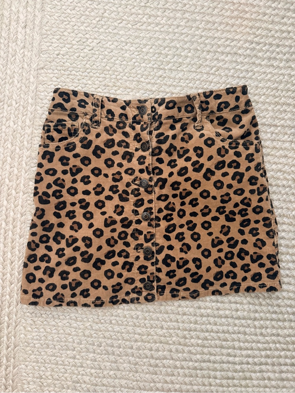 Cat & Jack Leopard Print Button-Front Mini Skirt - Tan & Black